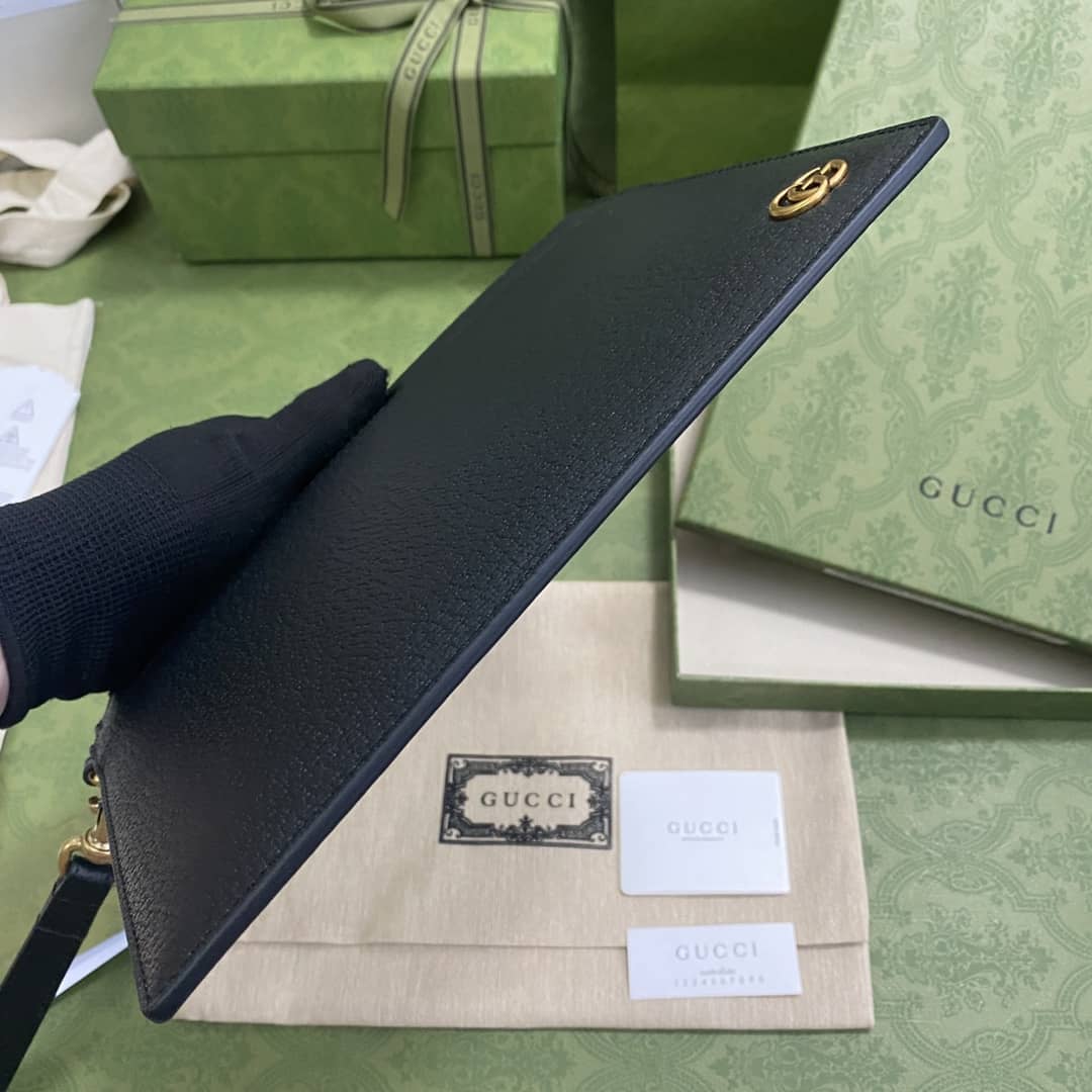 Gucci GG Marmont Black Leather Pouch Replica 658562