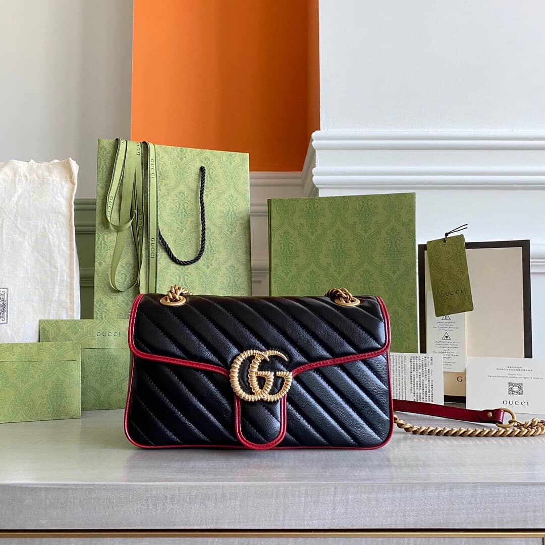 Gucci GG Marmont Matelasse Shoulder Bag Replica Black 443497