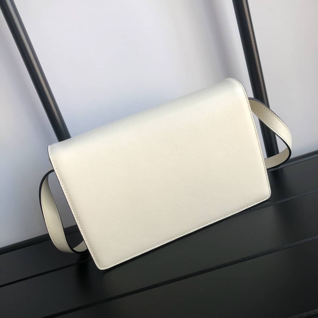 Gucci GG Ring Torchon Leather Shoulder Bag Replica White 589474