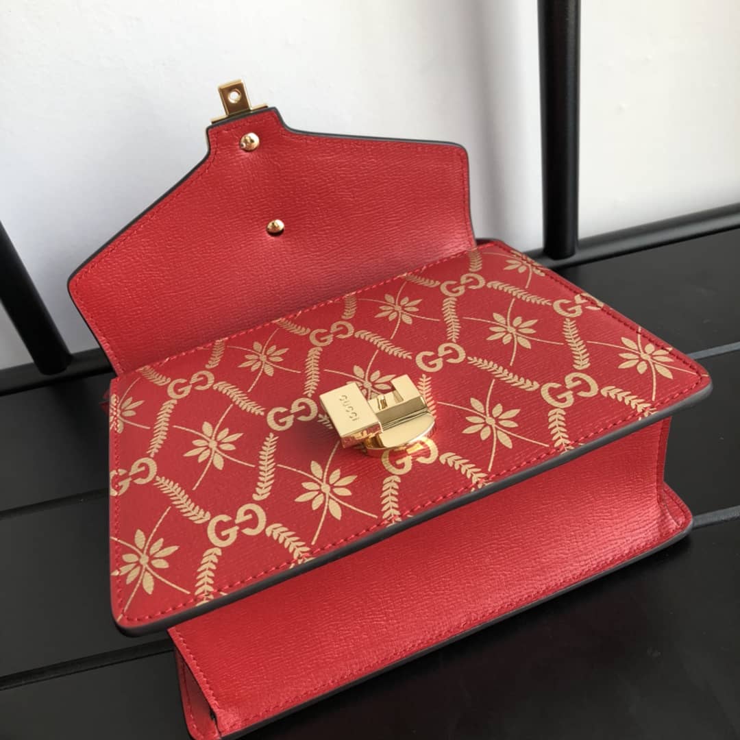 Gucci Sylvie Leather Mini Shoulder Bag Replica White Red 470270