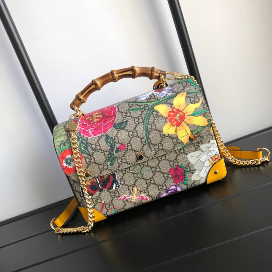 Gucci Padlock GG Small Bamboo Shoulder Bag Replica Yellow 603221