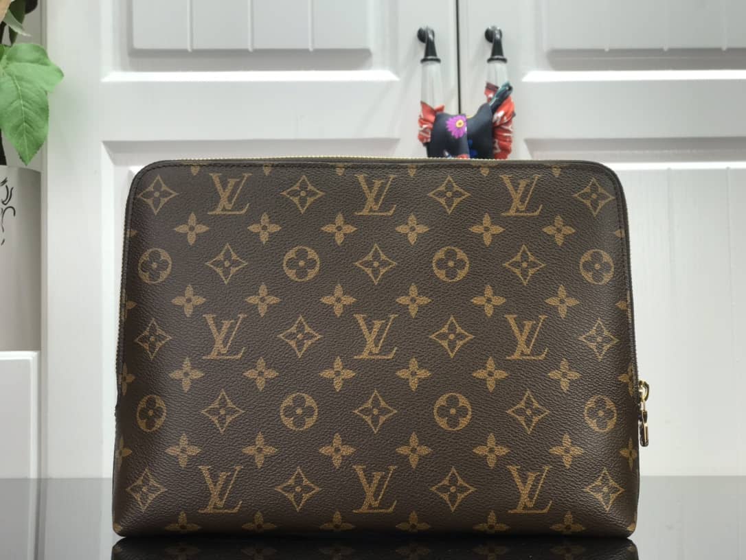 Louis Vuitton Monogram Eclipse Canvas Replica Pouch Brown M60417