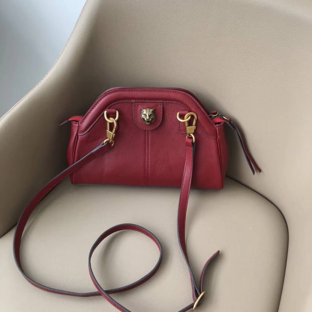 Gucci Belle Marmont Feline Small Crossbody Bag Replica Red 524620