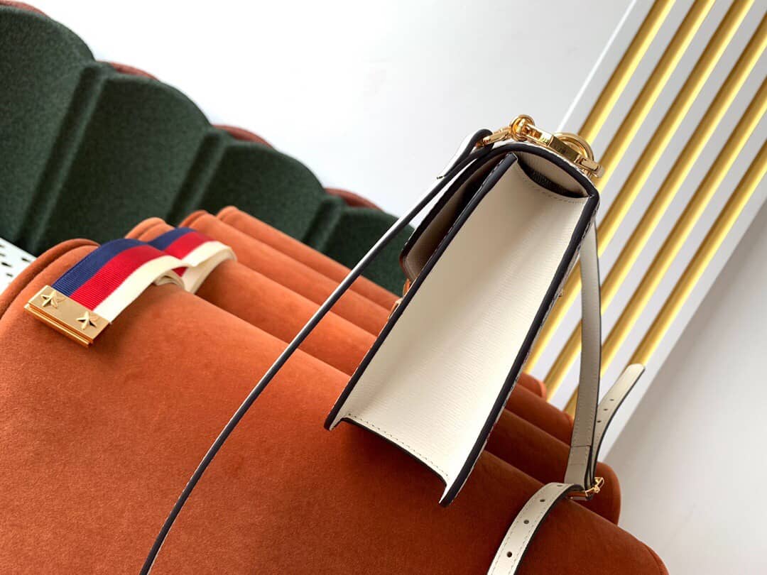 Gucci Bag Dupes Small Leather Shoulder Bag Replica White Blue 524405