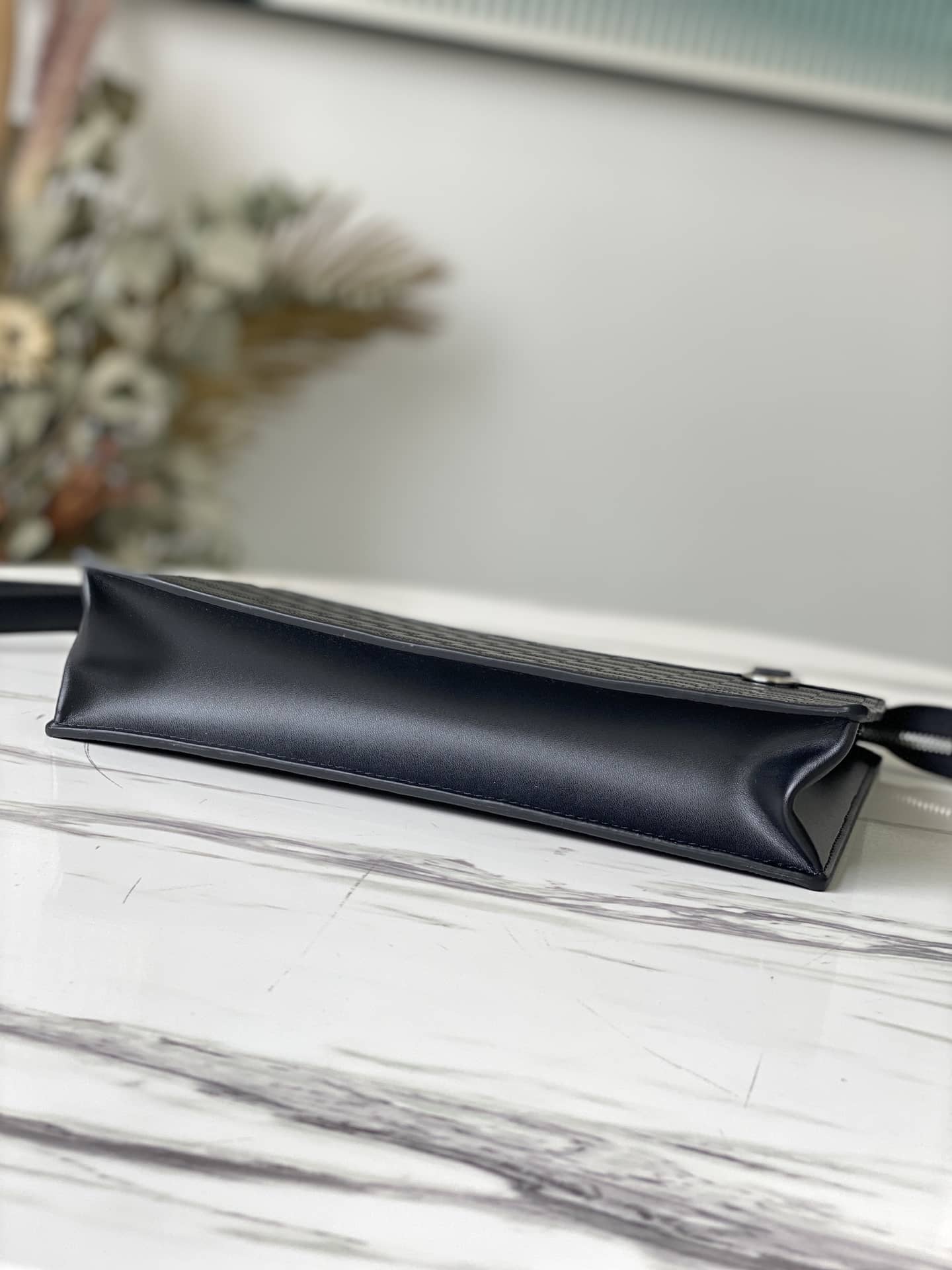 Louis Vuitton Leather Standing Damier Infini 3D Cowhide Pouch Replica Black N60450