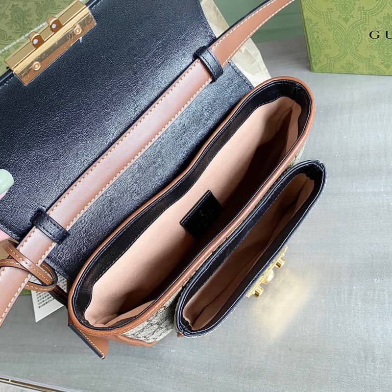 Gucci Padlock Mini GG Supreme Shoulder Bag Replica Black 658487