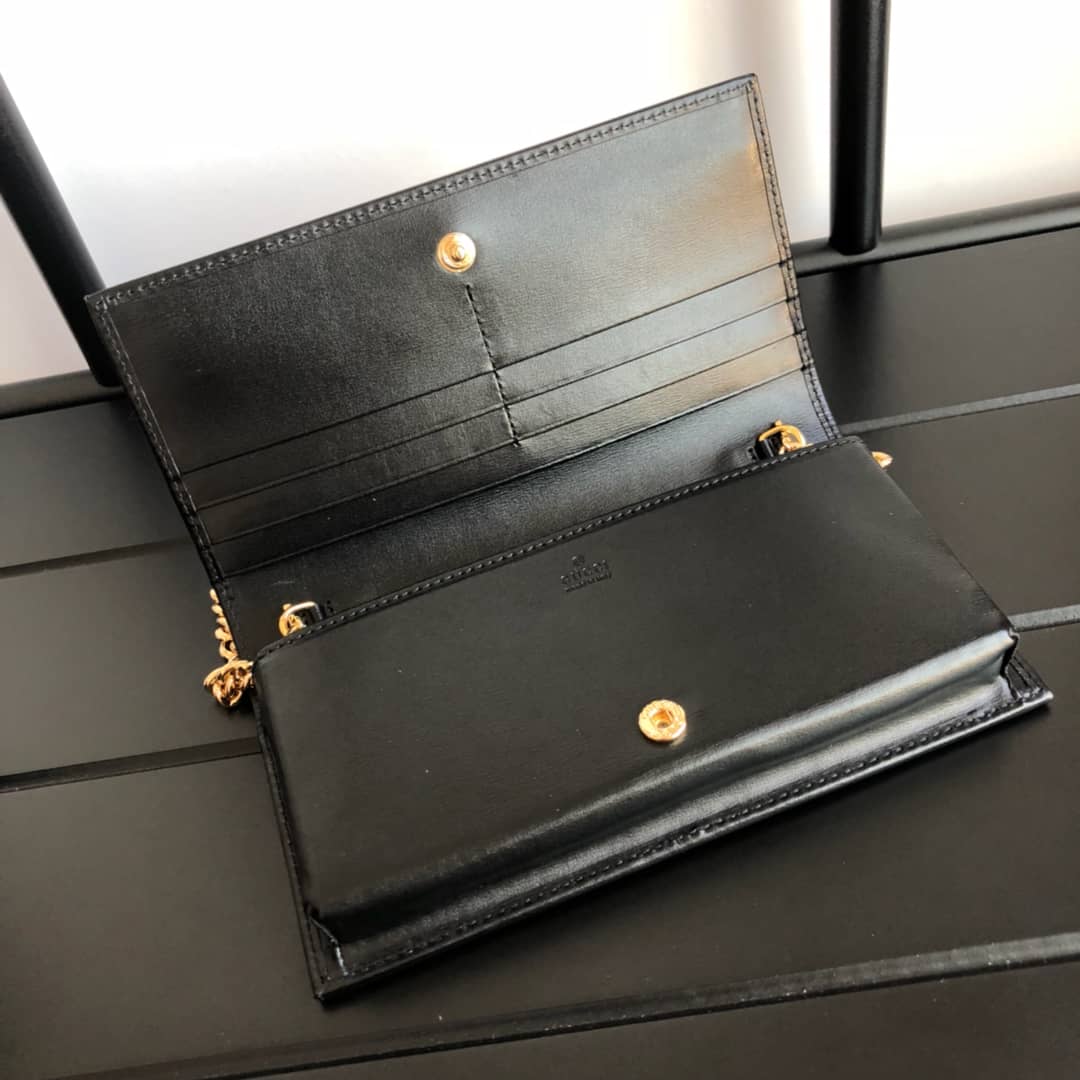 Gucci GG Supreme Horsebit 1955 Chain Wallet Replica Black 621892