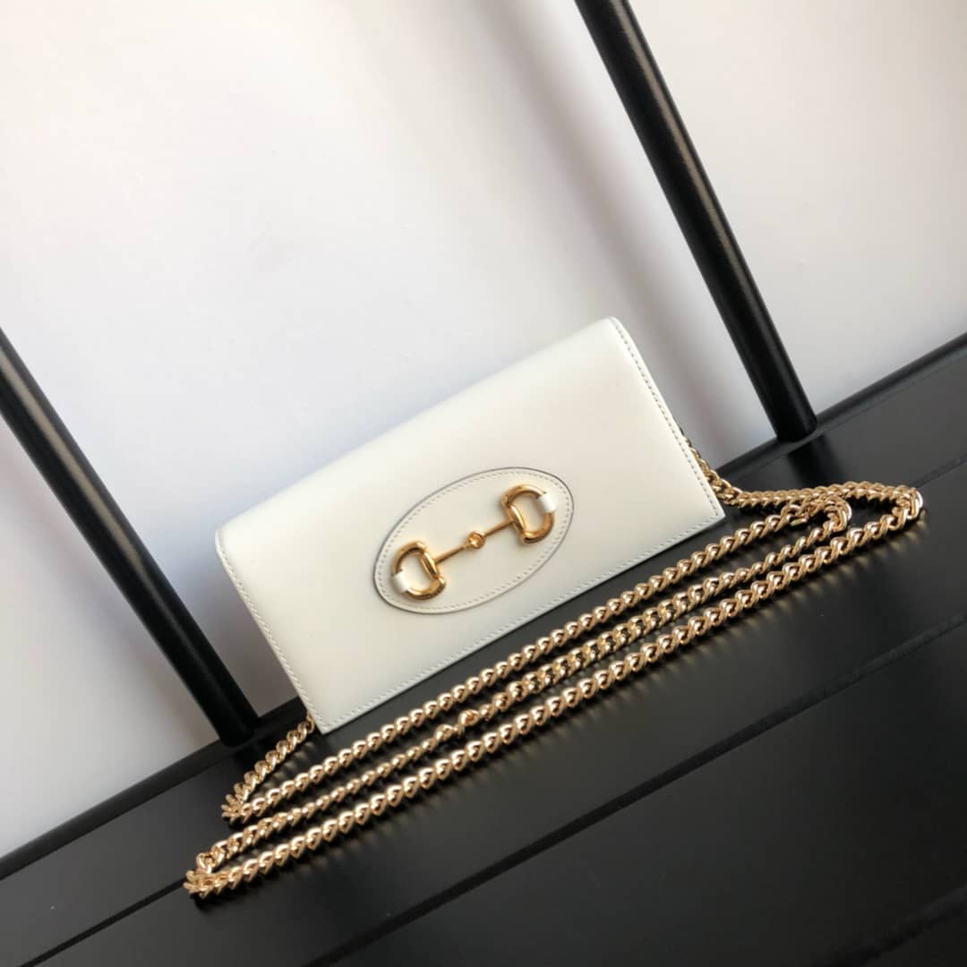Gucci GG Supreme Horsebit 1955 Chain Wallet Replica White 621892