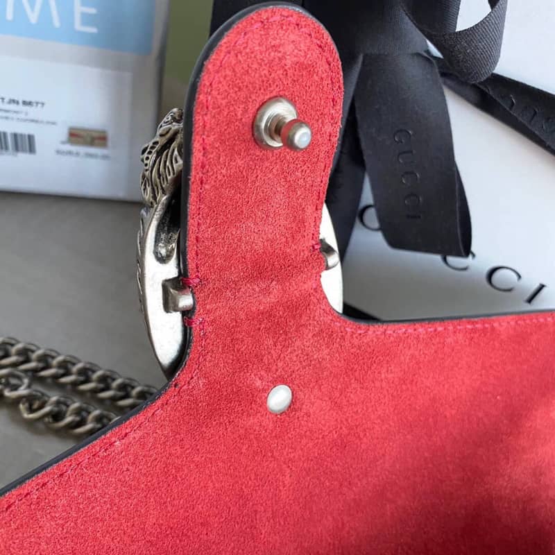 Gucci Dionysus Dupe GG Supreme Dionysus Chain Replica Shoulder Bag Gray Red 400249