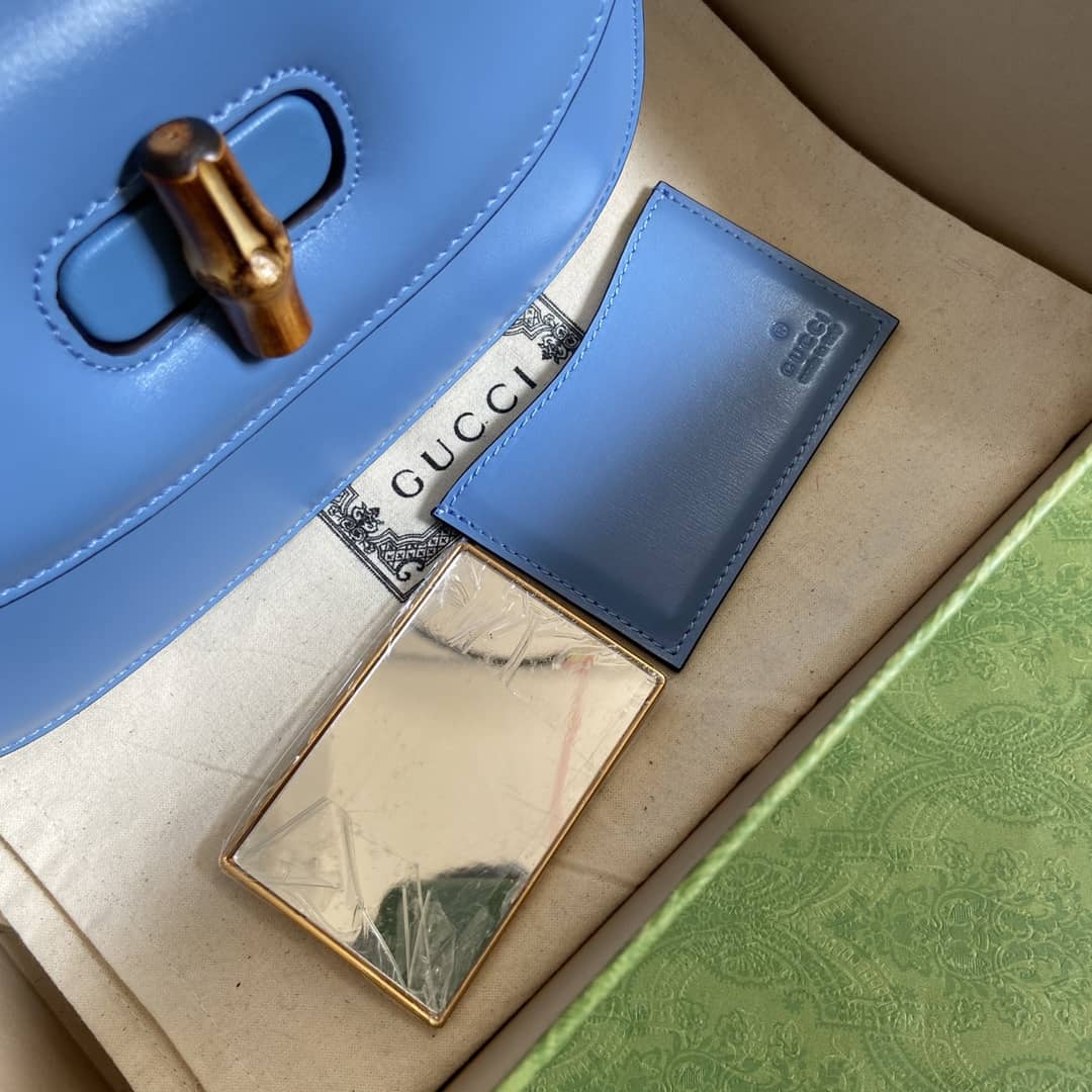 Gucci Bamboo 1947 Small Top Handle Bag Blue 675797 Replica