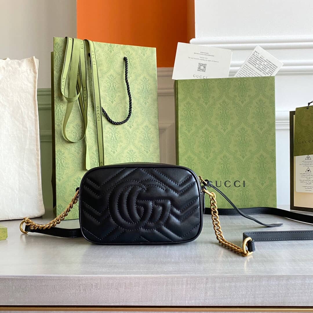 Gucci GG Marmont Matelassé Mini Bag Replica Black 448065