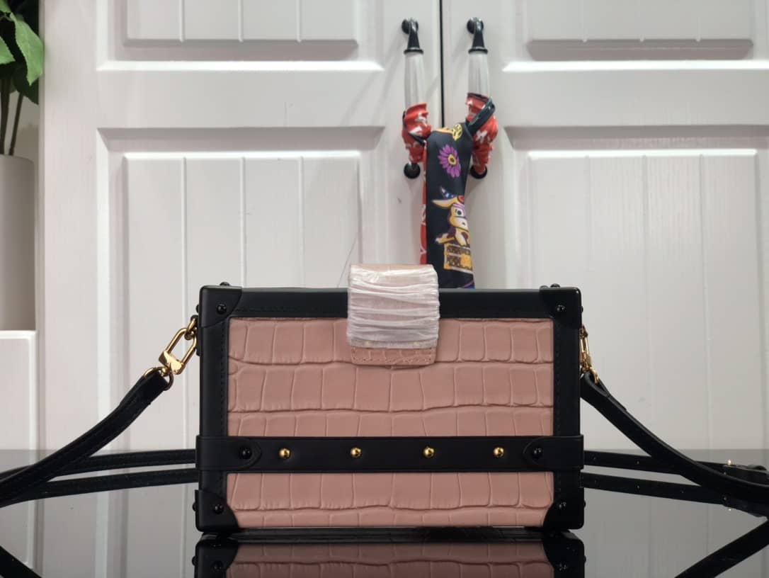 Louis Vuitton Petite Malle Brilliant Alligator Leather Replica Handbag Pink N93817