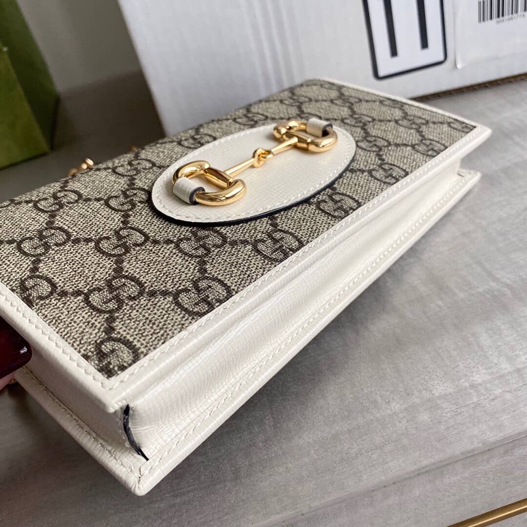Gucci GG Supreme Horsebit 1955 Chain Wallet Replica White 621892