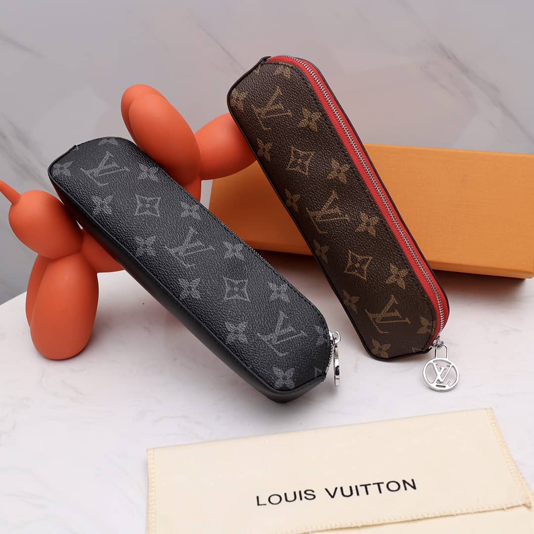 Louis Vuitton Pencil Pouch Elizabeth Monogram Canvas Replica Black GI0009