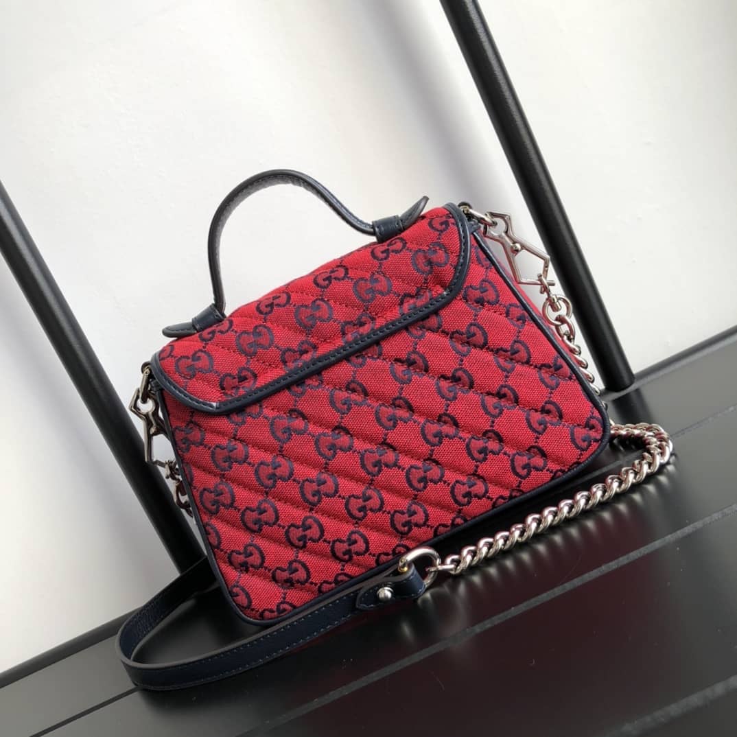 Gucci GG Marmont Mini Top Handle Bag Replica Red 583571