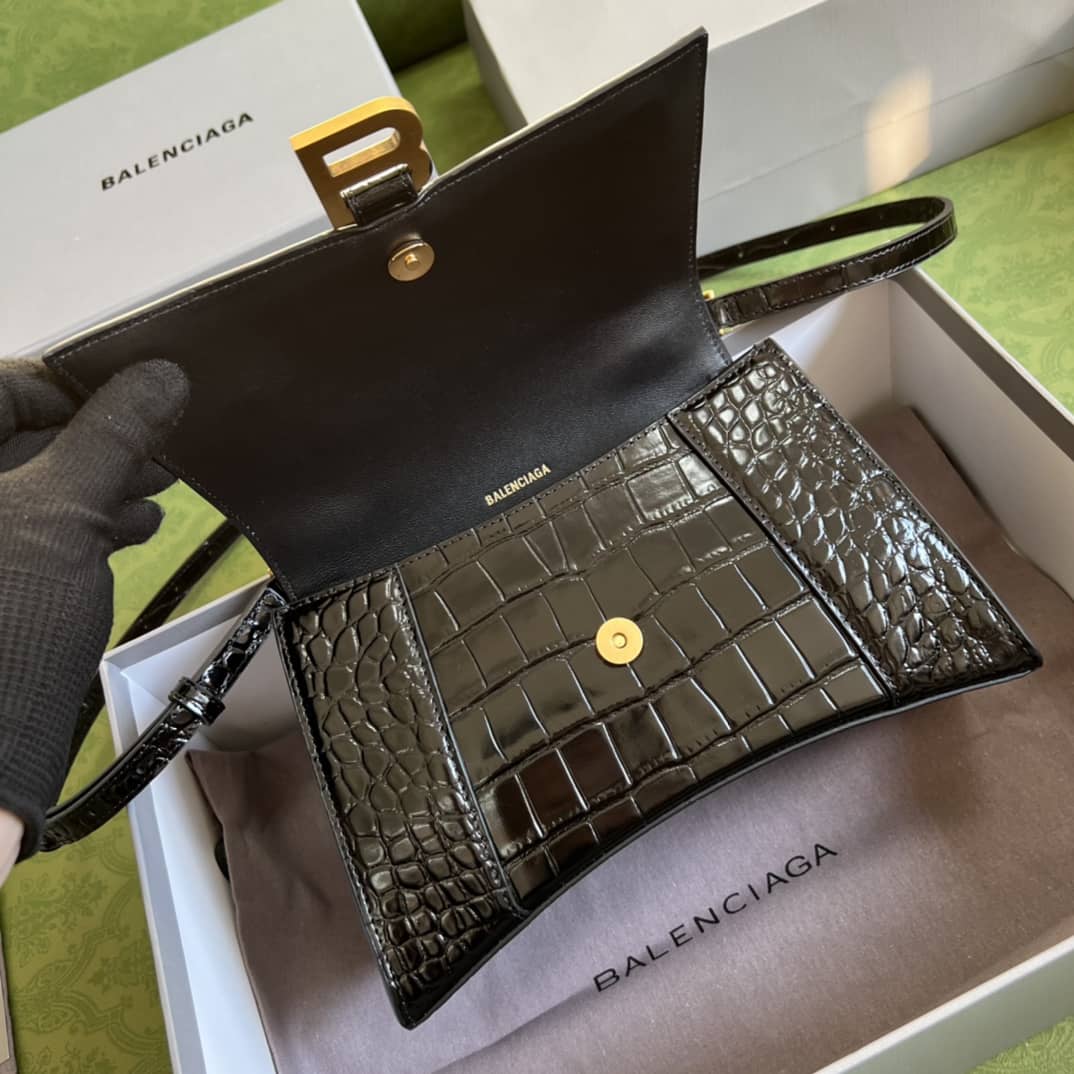 Balenciaga Hourglass Leather Top Handle Replica Bag