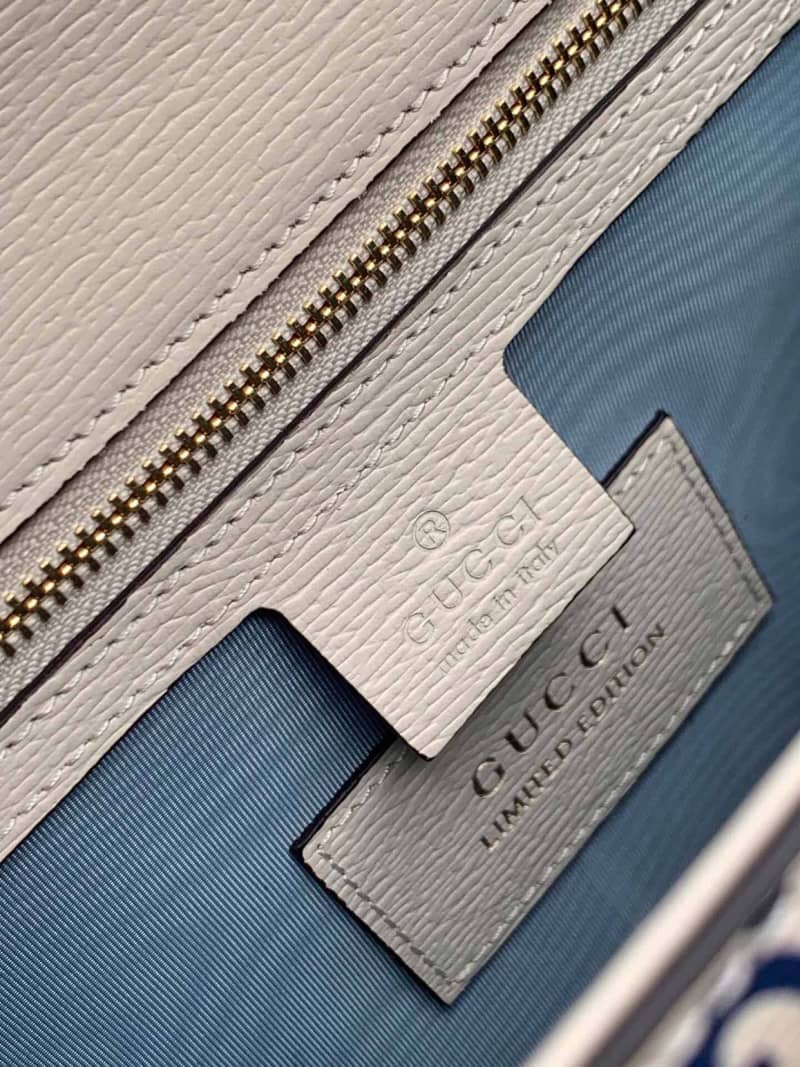 Gucci Bag Dupes Small Leather Shoulder Bag Replica White Blue 524405