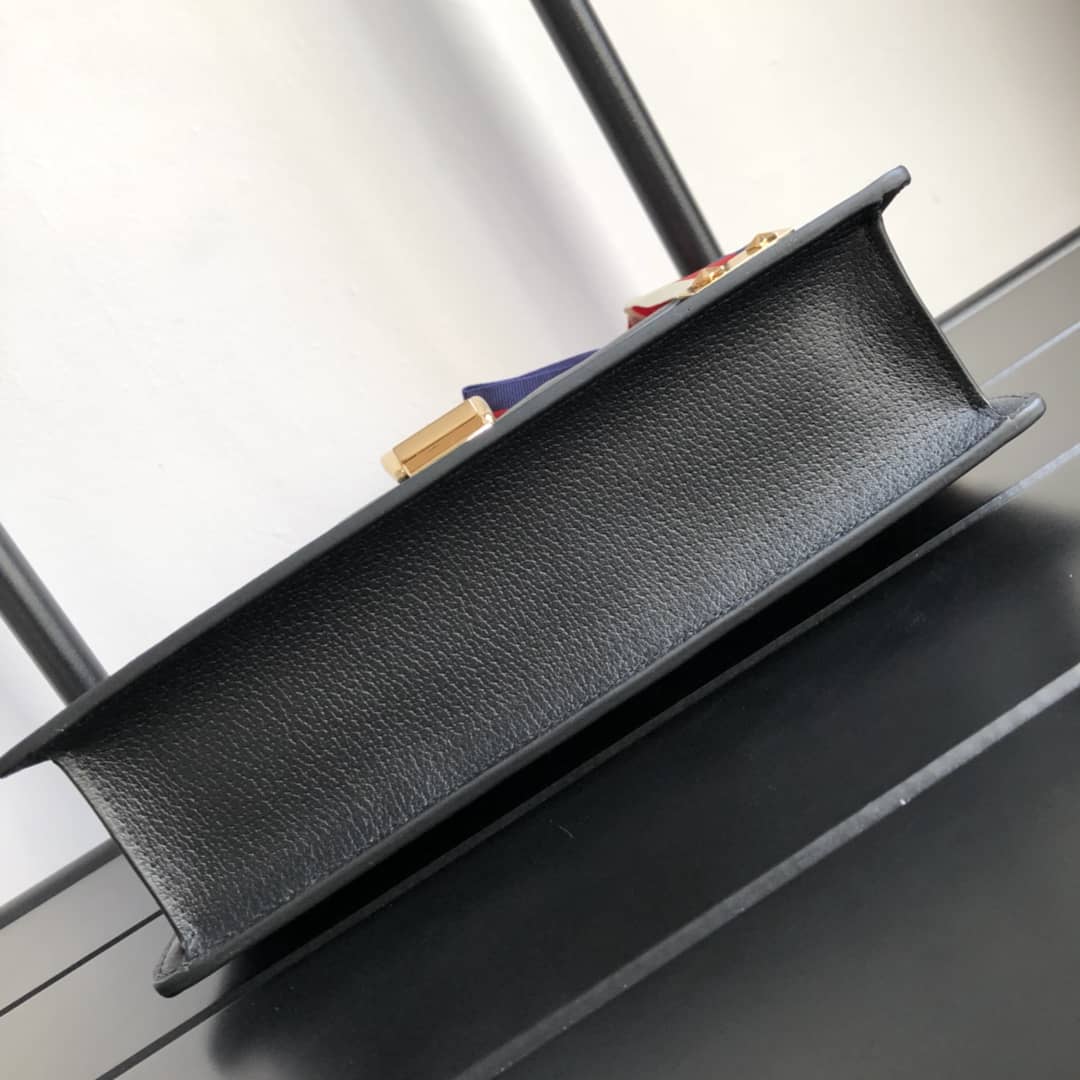 Gucci Sylvie Small Leather Shoulder Bag Replica Black 524405