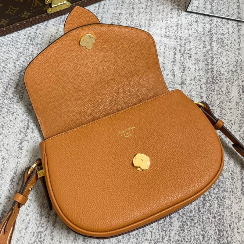 Louis Vuitton Pont 9 Soft MM Grained Calfskin Leather Replica Bag Orange M58968