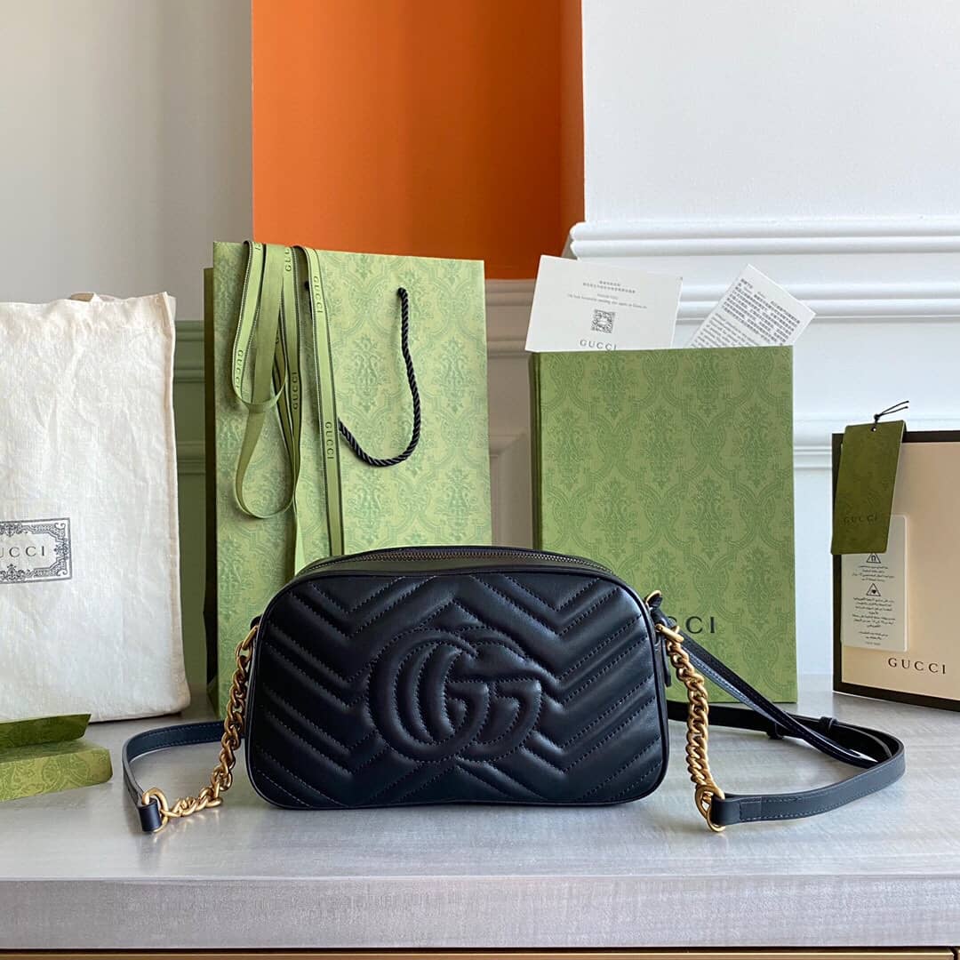 Gucci GG Marmont Small Shoulder Handbag Camera Bag Replica Black 447632