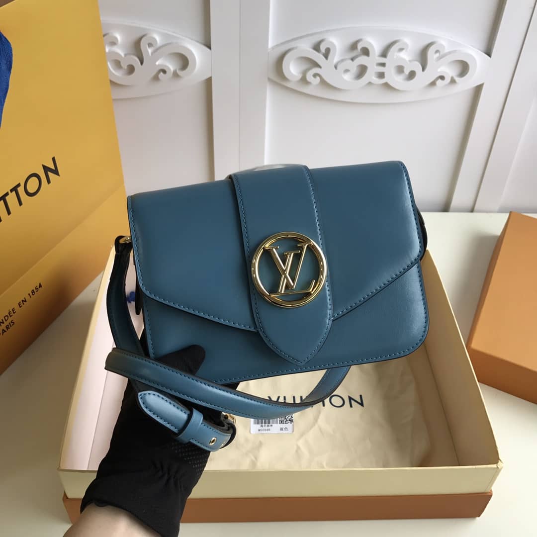 Louis Vuitton Pont9 Neuf Leather Replica Shoulder Bag Blue M55948