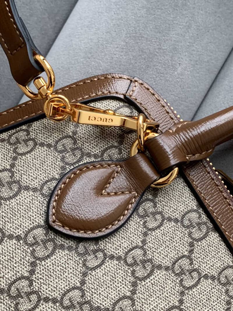 Gucci Horsebit Bag Dupe 1955 Small GG Supreme Grainy Leather Handle Bag Replica 621220(ColaReps)
