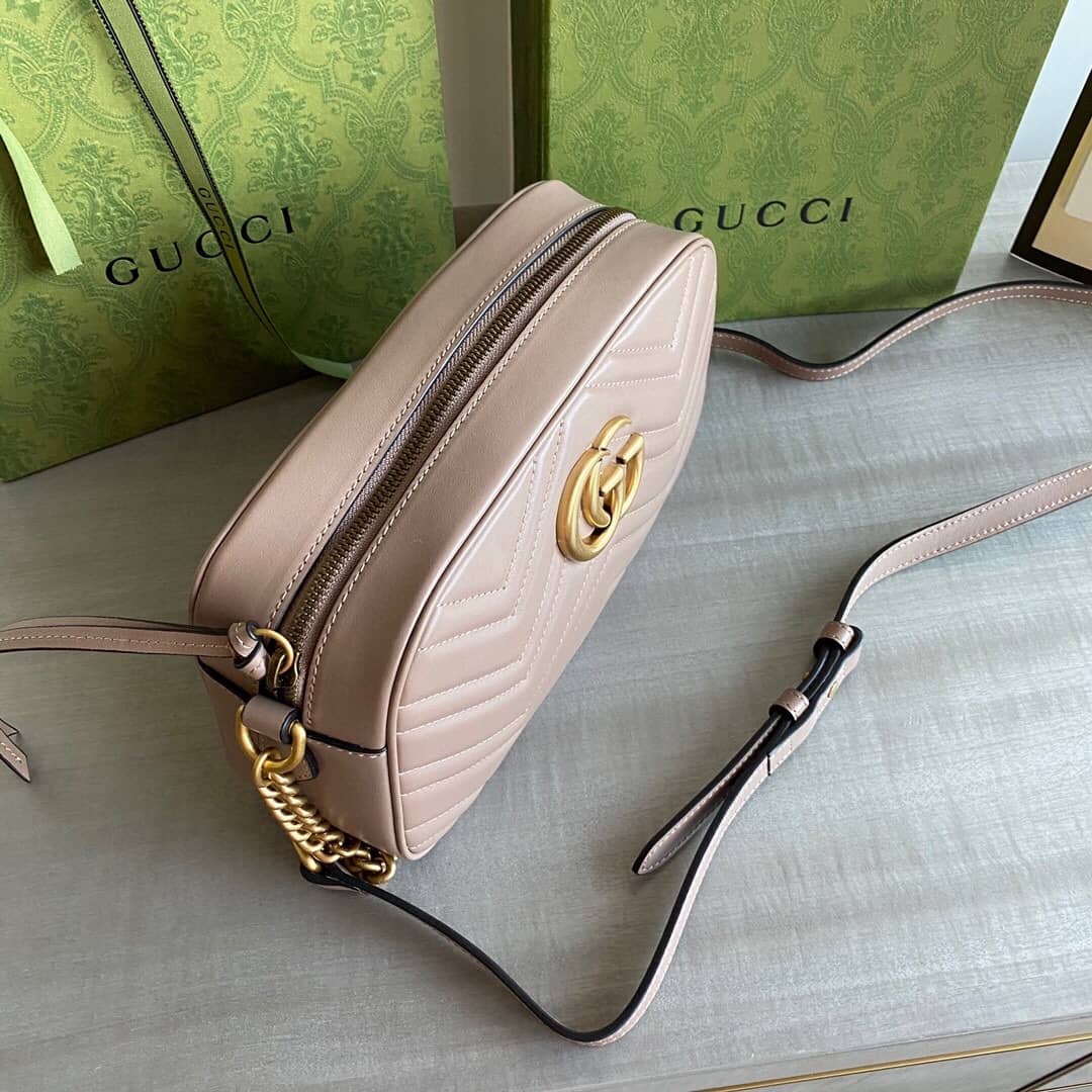 Gucci Handbag Dupes GG Marmont Small Shoulder Handbag Camera Bag Replica Pink 447632