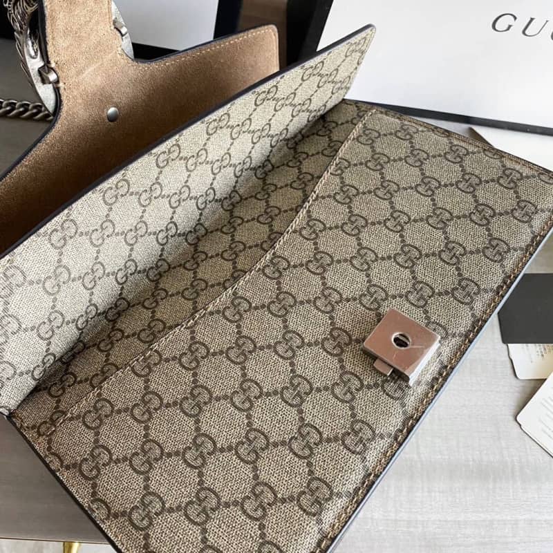 Gucci Dionysus Dupe GG Supreme Dionysus Chain Replica Shoulder Bag Gray 400249