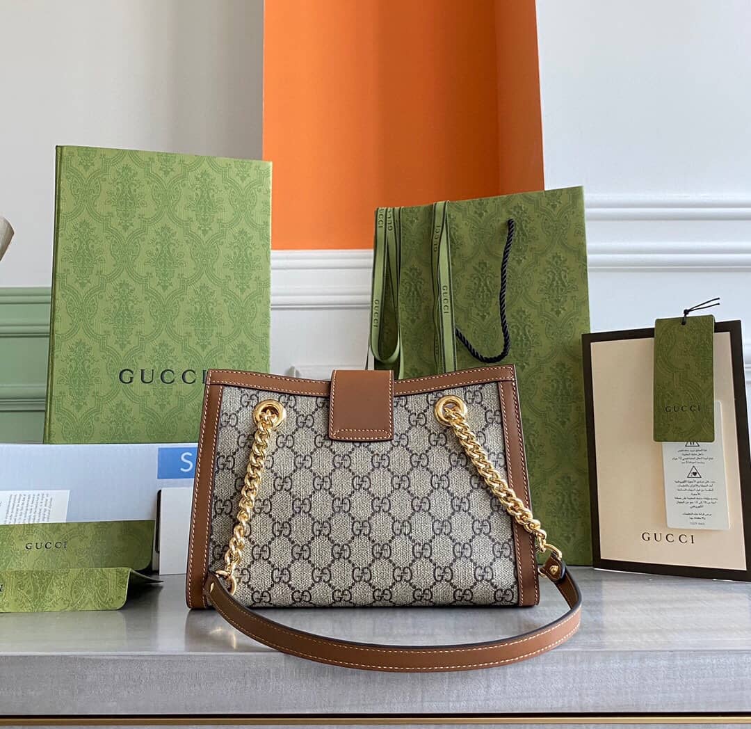 Gucci Padlock Small GG Supreme Canvas Shoulder Bag Replica Brown 498156