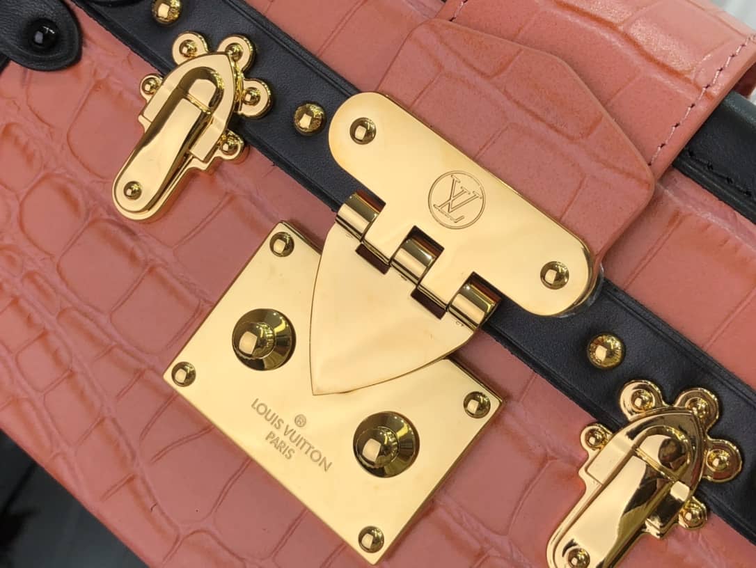 Louis Vuitton Petite Malle Brilliant Alligator Leather Replica Handbag Orange N93817