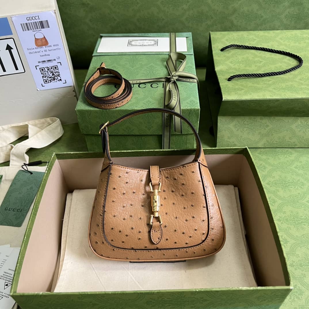Gucci Jackie 1961 Ostrich Mini Hobo 637091 Replica Shoulder Bag