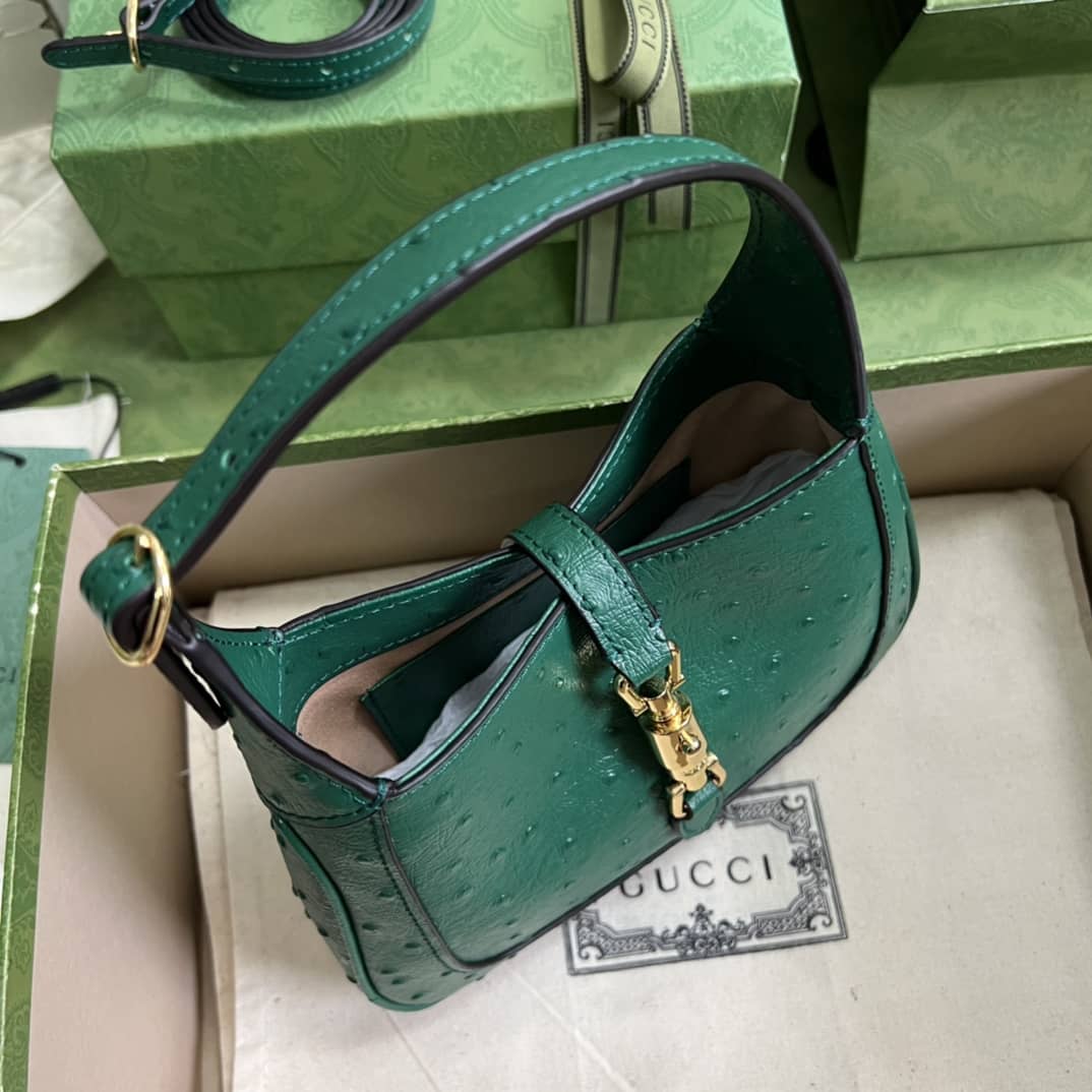 Gucci Jackie 1961 Ostrich Mini Hobo 637091 Replica Shoulder Bag