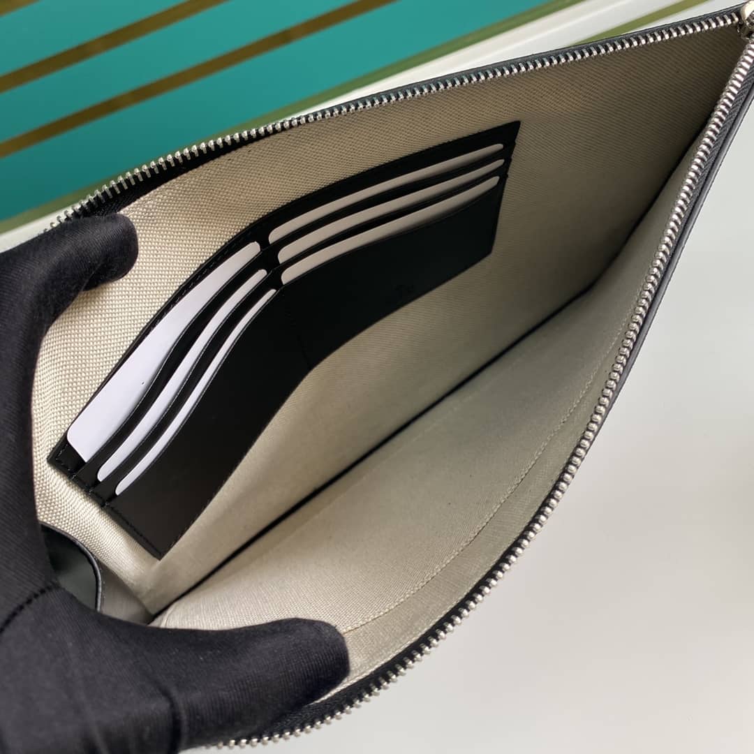 Gucci GG Supreme PVC Clutch Black Replica 433666