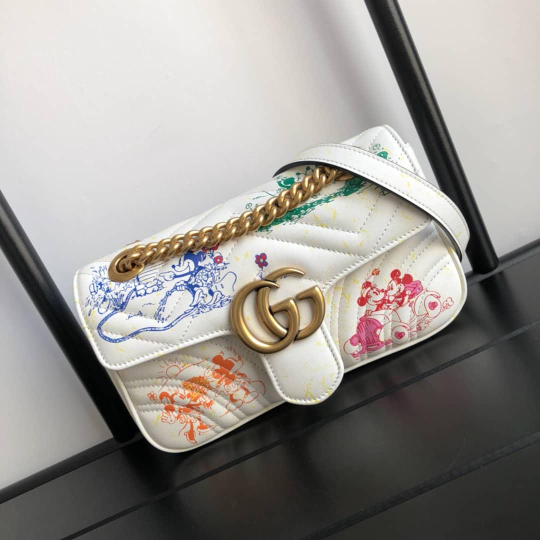Gucci GG Marmont Mini Matelasse Shoulder Bag Replica White 446744
