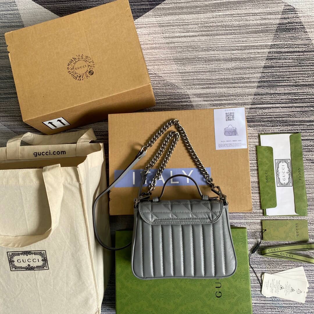 Gucci GG Marmont Mini Top Handle Bag Replica Gray 583571