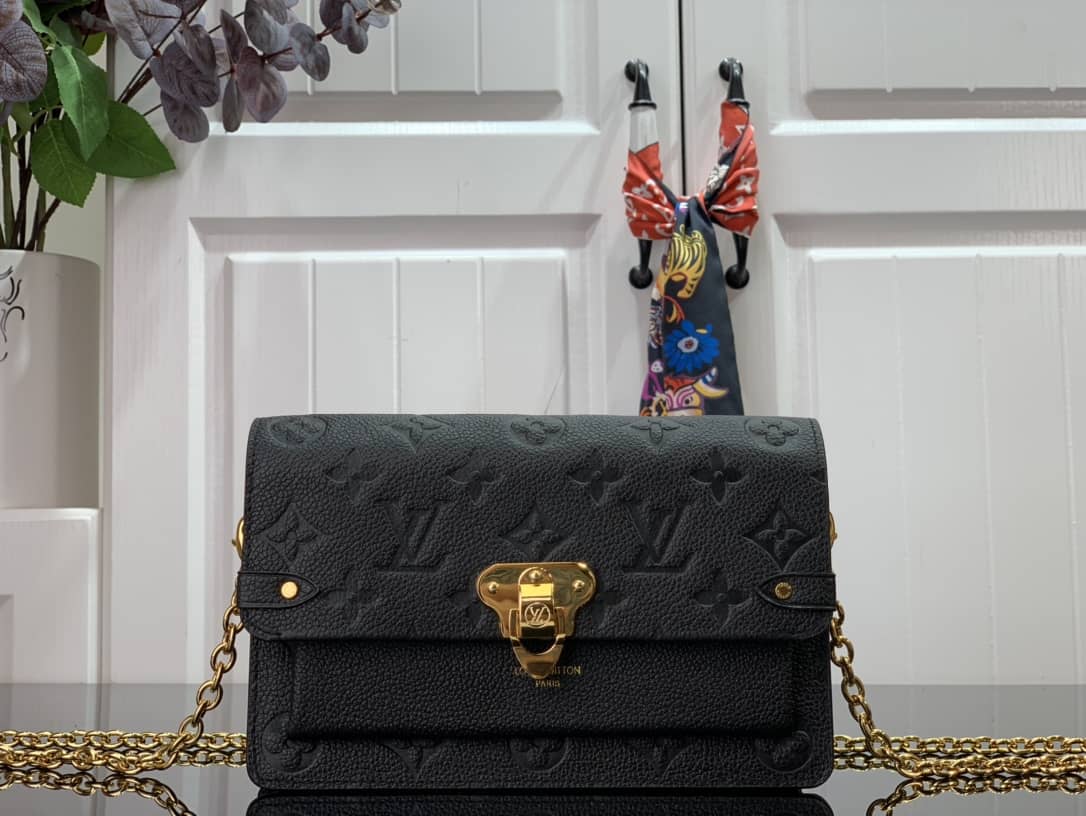 Best Replica Louis Vuitton Vavin Chain Empreinte Leather Replica Bag Black M63398(ColaReps)