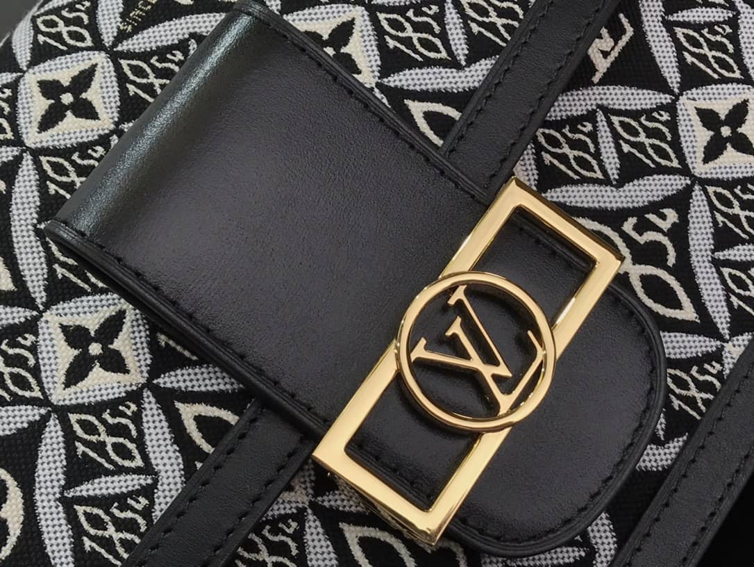 Louis Vuitton Since 1854 Jacquard Pattern Dauphine MM Replica Shoulder Bag Black M57211