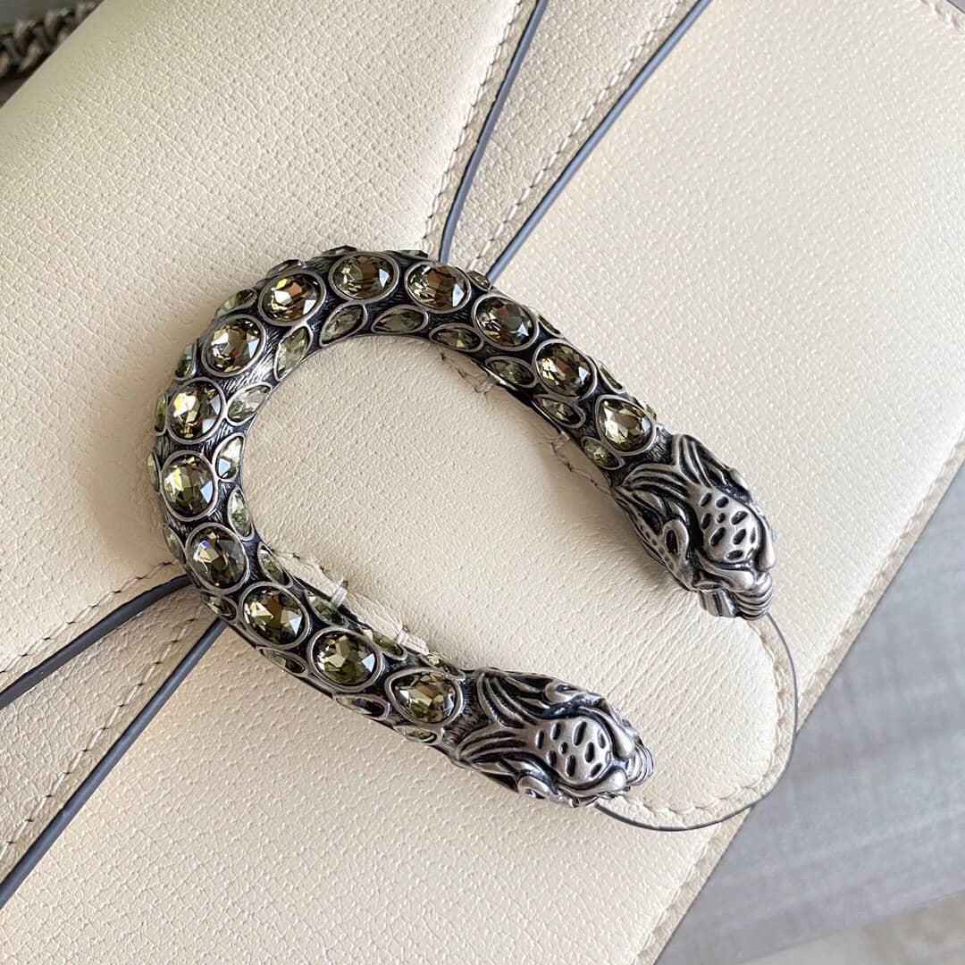 Gucci Dionysus Dupe GG Supreme Dionysus Chain Replica Shoulder Bag White 400249