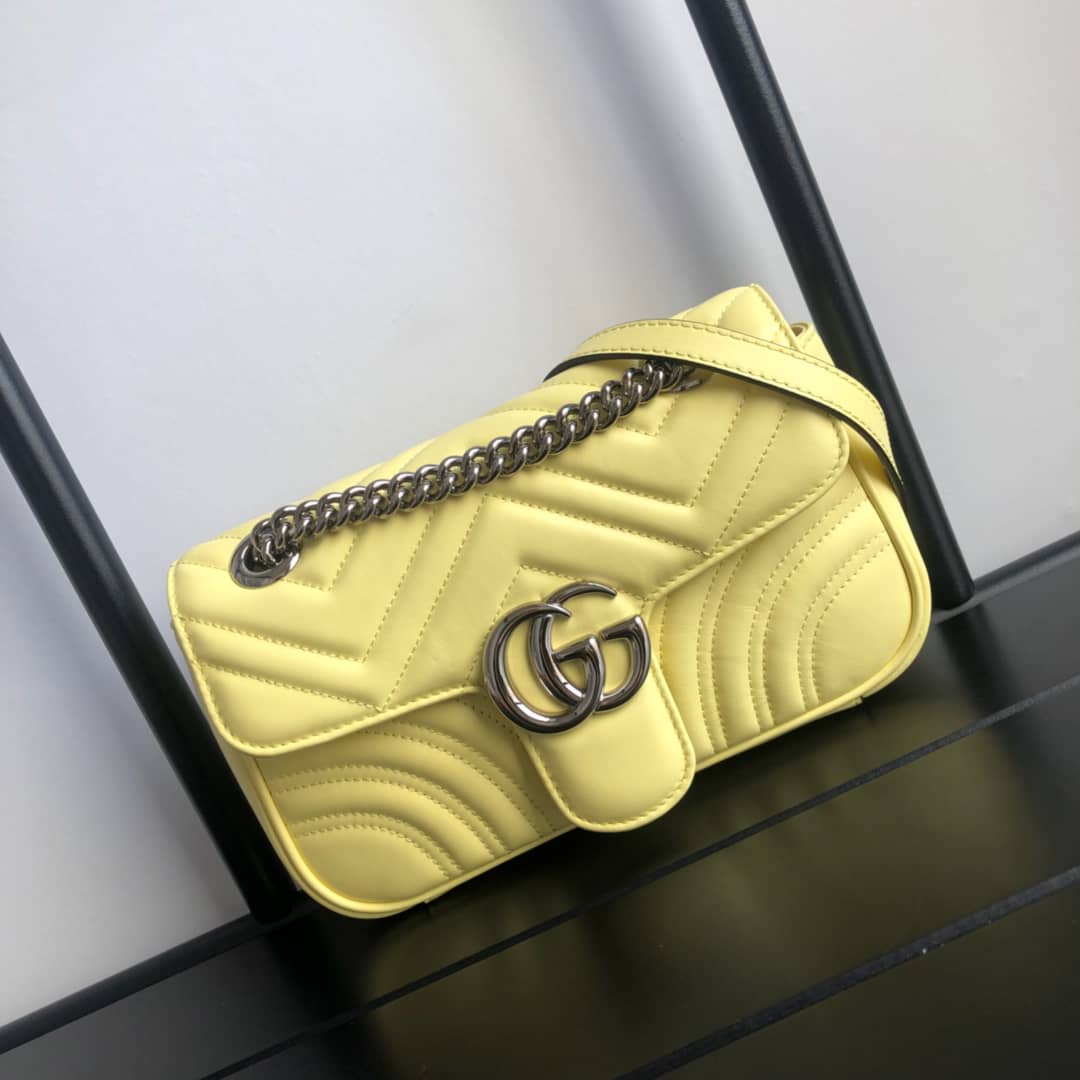 Gucci GG Marmont Mini Matelasse Shoulder Bag Replica Yellow 446744