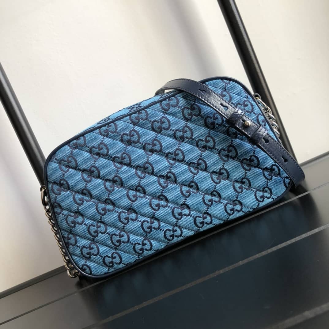 Gucci GG Marmont Small Shoulder Handbag Camera Bag Replica Blue 447632
