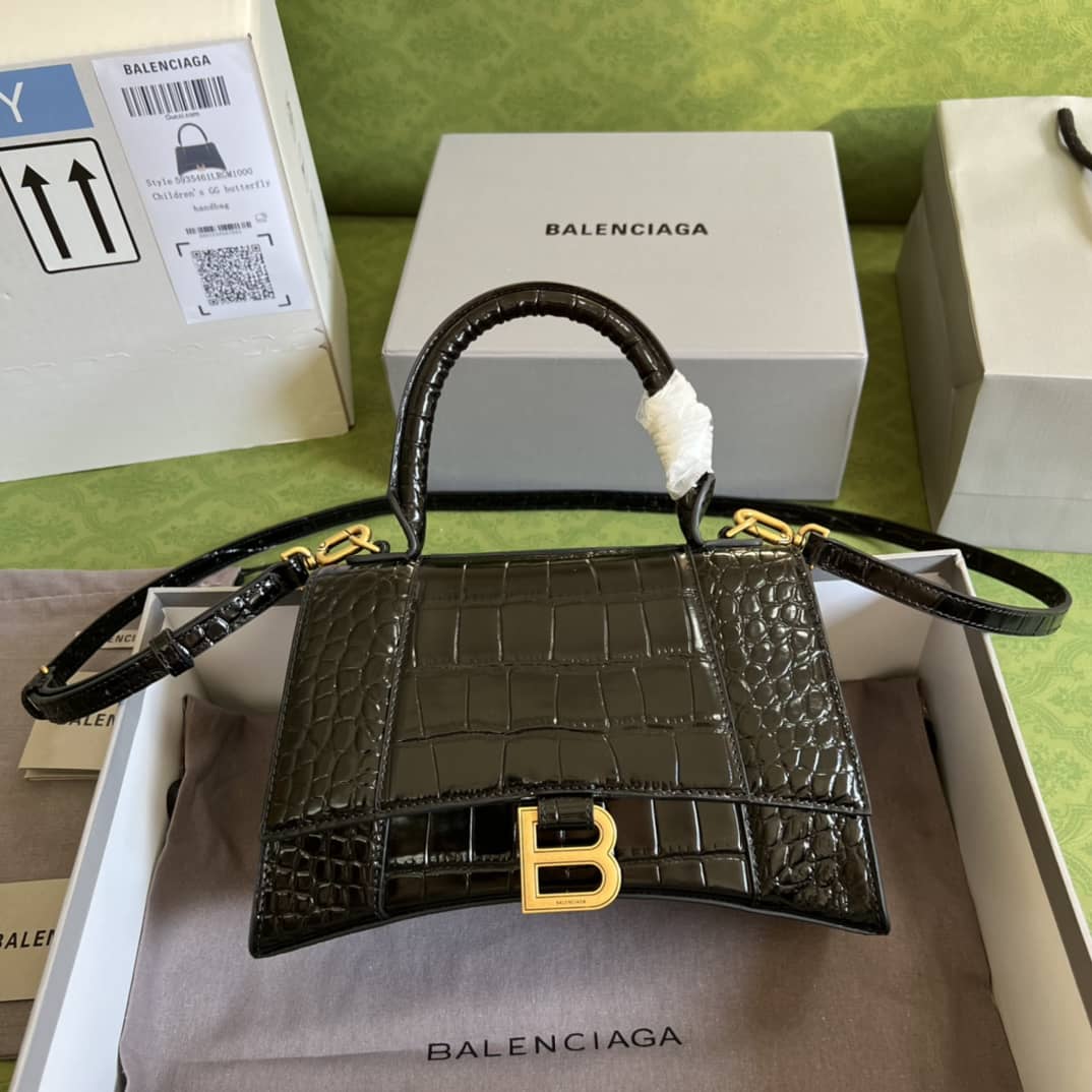 Balenciaga Hourglass Leather Top Handle Replica Bag