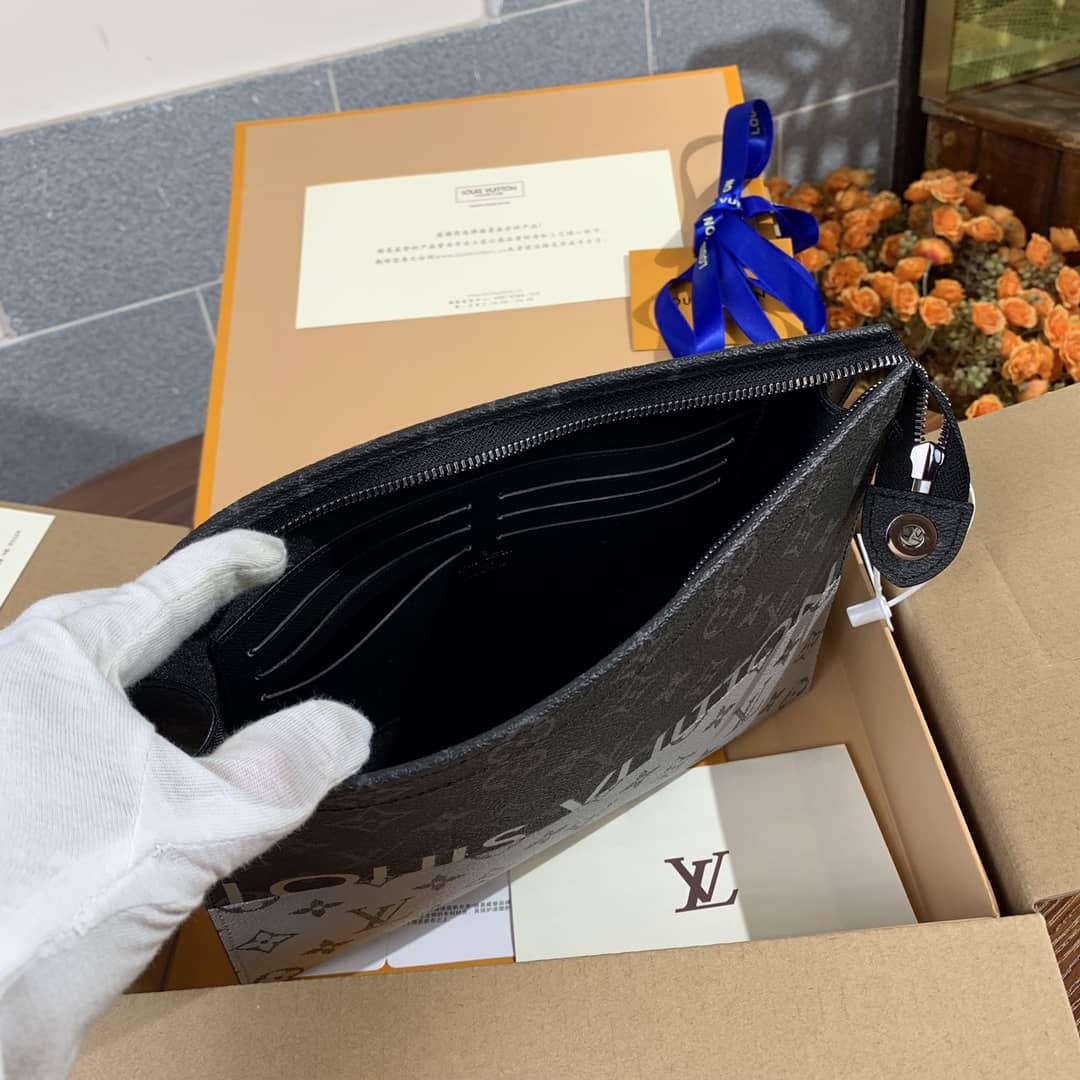 Louis Vuitton Voyage MM Monogram Replica Pochette Black Gray M63039