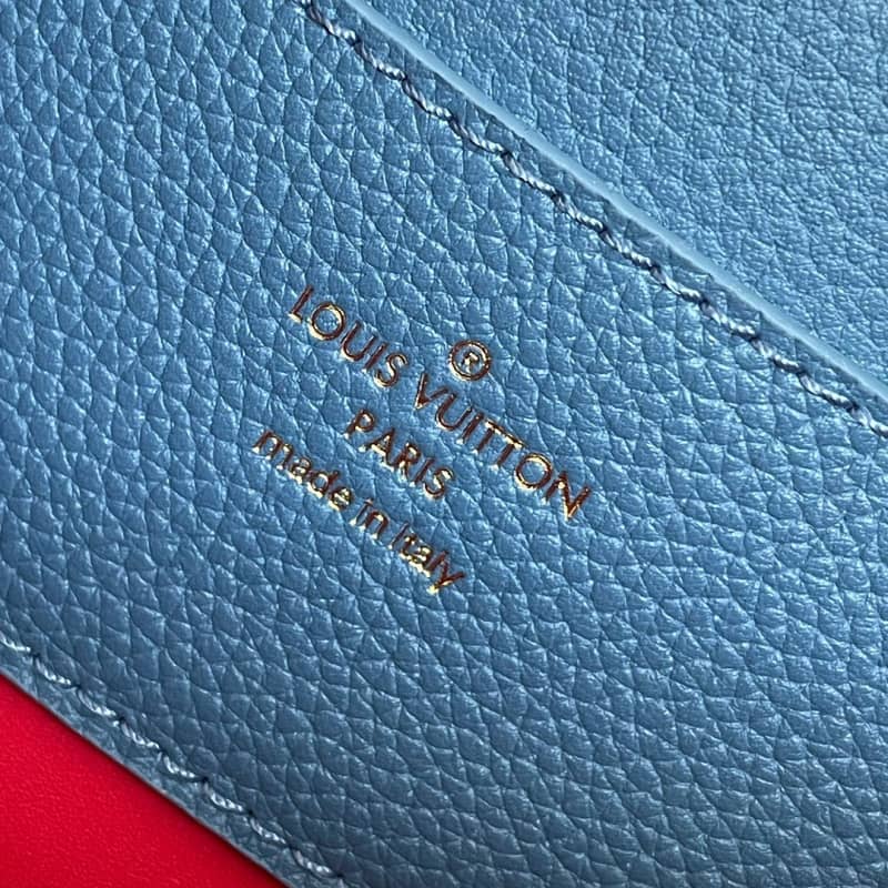 Louis Vuitton Pont 9 Soft MM Grained Calfskin Leather Replica Bag Blue M58968