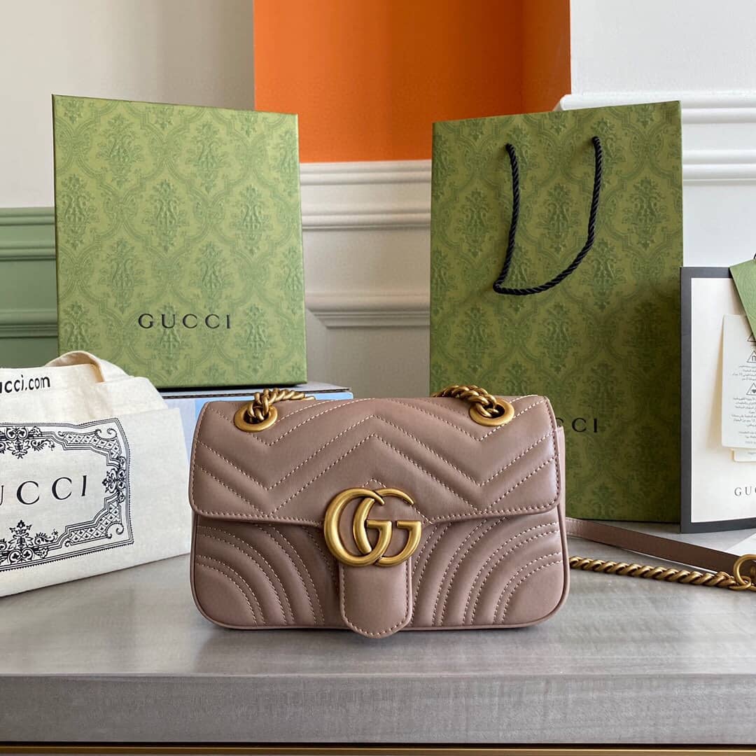 Gucci GG Marmont Mini Matelasse Shoulder Bag Replica Khaki 446744