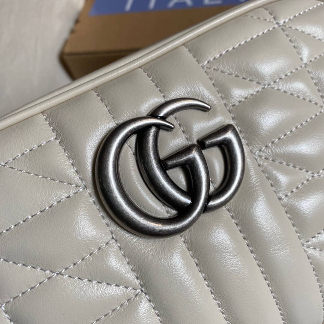 Gucci Handbag Dupes GG Marmont Small Shoulder Handbag Camera Bag Replica White 447632