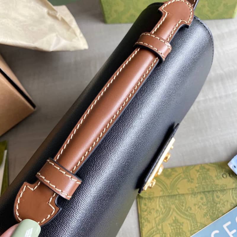 Gucci Padlock Mini GG Supreme Shoulder Bag Replica Black 658487