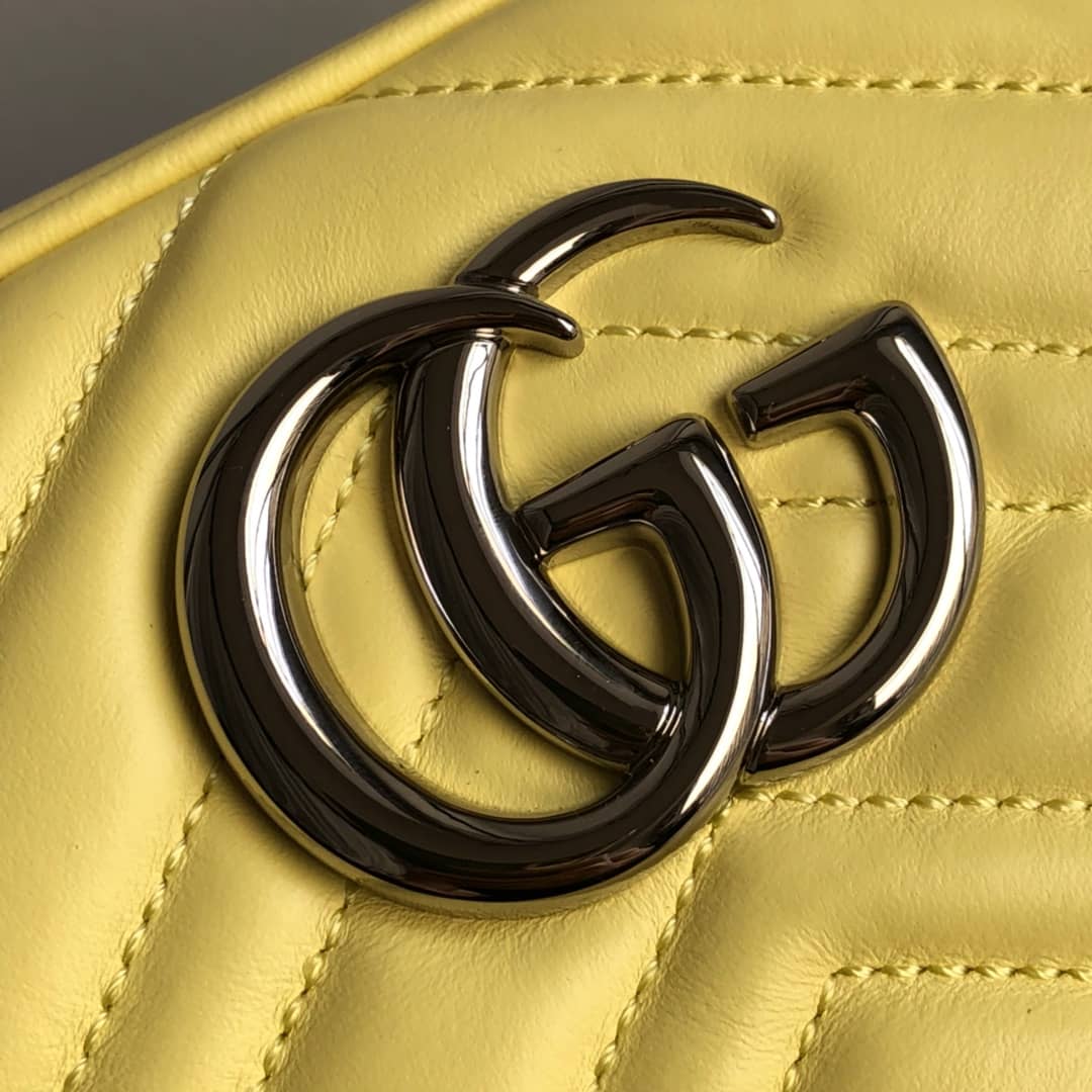 Gucci Handbag Dupes GG Marmont Small Shoulder Handbag Camera Bag Replica Yellow 447632