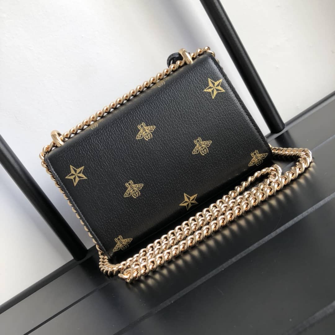 Gucci Padlock Bee Star Small Shoulder Bag Replica Black 432182