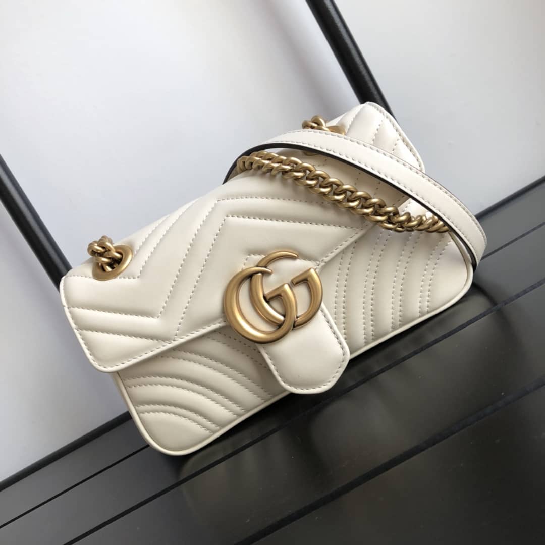 Gucci GG Marmont Mini Matelasse Shoulder Bag Replica White 446744