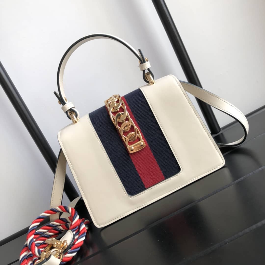 Gucci Sylvie Leather Mini Shoulder Bag Replica White 470270